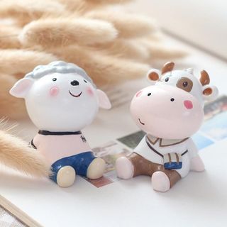 6 con vật dễ thương ngỗ nghĩnh mini-trang trí Taplo-heo-ngựa vằn-ếch-chó-dê-cừu