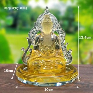 Phật Mẹ Quan Âm Đá Lưu Ly Đặt Taplo Phát Sáng, Tượng Phật Pha Lê Cao Cấp Để Taplo Ô tô, Bàn Làm Việc Mang Lại May Mắn