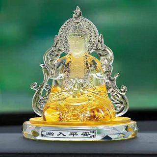 Phật Mẹ Quan Âm Đá Lưu Ly Đặt Taplo Phát Sáng, Tượng Phật Pha Lê Cao Cấp Để Taplo Ô tô, Bàn Làm Việc Mang Lại May Mắn