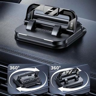 Giá Đỡ Điện Thoại Ô Tô 2in1 Gắn Taplo Kiêm Bảng Số, Xoay 360 Độ, Hình Tai Mèo Cao Cấp Khaihuyauto