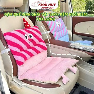 Đệm Ghế Hình Quái Vật Cute 2in1– Đệm Ngồi Kèm Tựa Lưng, Chất Lông Mềm Mịn, Dùng Cho Ô Tô & Văn Phòng Khaihuyauto