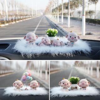 Set Gia Đình Heo Hồng Dễ Thương Trang Trí Taplo Ô Tô, Bàn Làm Việc, Góc Học Tập - Khải Huy Auto