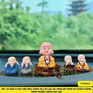 Sét 5 Món Ông Di Lặc Áo Vàng Và Bộ Tứ Không Tặng Thảm, Ở Đâu Có Phật Ở Đó Có Bình An - Otofunmoclan