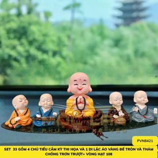 Sét 5 Món Ông Di Lặc Áo Vàng Và Bộ Tứ Không Tặng Thảm, Ở Đâu Có Phật Ở Đó Có Bình An - Otofunmoclan