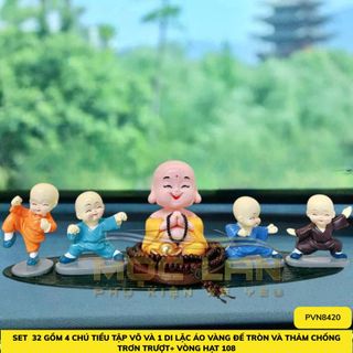 Sét 5 Món Ông Di Lặc Áo Vàng Và Bộ Tứ Không Tặng Thảm, Ở Đâu Có Phật Ở Đó Có Bình An - Otofunmoclan