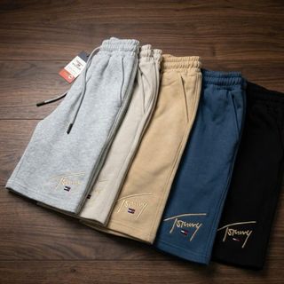Quần short thun nam.  Short nam Mẫu quần short nỉ form ngang gối dày mịn, Logo thêu tỉ mỉ.