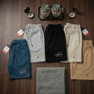 Quần short thun nam.  Short nam Mẫu quần short nỉ form ngang gối dày mịn, Logo thêu tỉ mỉ.