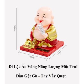 (Bán Sỉ) Tượng Chú Tiểu Gật Đầu Gõ Mõ Chạy Năng Lượng Mặt Trời – Trang Trí Ô Tô, Bàn Làm Việc