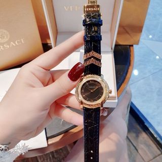 ĐỒNG HỒ NỮ CAO CẤP VERXACE DÂY DA ĐEN NIỀNG THÉP