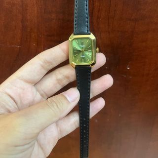 SĂN SALE XẢ ĐỒNG HỒ NỮ THỜI TRANG ROLXE DA ĐEN MẶT CHỮ NHẬT XANH