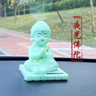 (Bán Sỉ) Tượng Chú Tiểu Gật Đầu Gõ Mõ Chạy Năng Lượng Mặt Trời – Trang Trí Ô Tô, Bàn Làm Việc