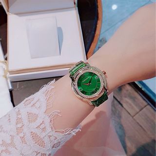 ĐỒNG HỒ NỮ CAO CẤP VERXACE DÂY DA XANH LÁ NIỀNG THÉP