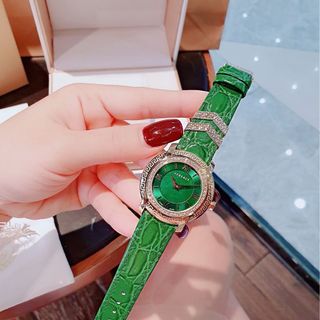 ĐỒNG HỒ NỮ CAO CẤP VERXACE DÂY DA XANH LÁ NIỀNG THÉP