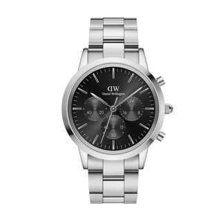 ĐỒNG HỒ NAM CAO CẤP D WELLINGTON ICONIC CHRONOGRAPH ONYXG DÂY THÉP FULLBOX TEM BẠC VÀ ĐEN