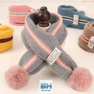 KHĂN LEN CHOÀNG CỔ PHỐI BÓNG LÔNG MỀM XINH XẮN CHO BÉ TỪ 1-12 TUỔI - BH KIDS