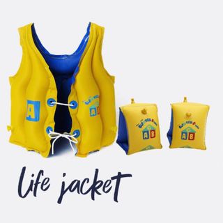 COMBO ÁO PHAO - TAY BƠI BƠM HƠI, GẤP GỌN CHO BÉ TỪ 10-60KG, CHẤT LIỆU PVC AN TOÀN CHO TRẺ EM, NHIỀU NGĂN CHỨA HƠI TIỆN LỢI