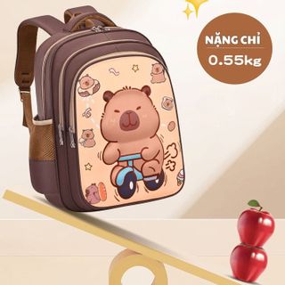 BALO CAPYBARA 3D NỔI, NHIỀU NGĂN, CHẤT LIỆU POLYESTER CHỐNG THẤM NƯỚC, PHÙ HỢP CHO BÉ TIỂU HỌC CH183 - BH KIDS