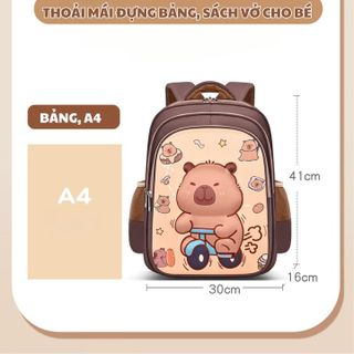 BALO CAPYBARA 3D NỔI, NHIỀU NGĂN, CHẤT LIỆU POLYESTER CHỐNG THẤM NƯỚC, PHÙ HỢP CHO BÉ TIỂU HỌC CH183 - BH KIDS