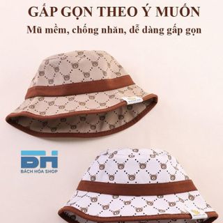 MŨ CHỐNG NẮNG NGƯ DÂN IN HÌNH GẤU, VÀNH TRÒN - BÁCH HÓA SHOP