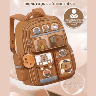 10 QUÀ TẶNG - BALO CHỐNG GÙ, CHỐNG NƯỚC CAPYBARA CHO BÉ TIỂU HỌC, CÓ PHẢN QUANG PHÁT SÁNG, NHIỀU NGĂN PHỤ CH181 - BH KIDS