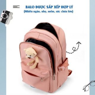 BALO ULZZANG KÈM GẤU XINH XẮN, ĐỰNG ĐƯỢC LAPTOP 17 INCH, VẢI OXFORD CHỐNG NƯỚC, CHỐNG SỐC, SIÊU NHẸ CH178-BH KIDS