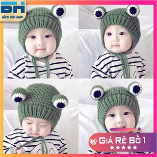 MŨ LEN DỆT KIM HÌNH ẾCH CON XINH XẮN (DÀNH CHO BÉ TỪ 6 - 36 THÁNG TUỔI) - BÁCH HÓA SHOP