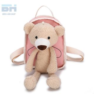 BALO VẢI CANVAS HÌNH CHÚ GẤU XINH XẮN CHO BÉ MẪU GIÁO, NHÀ TRẺ - BH KIDS