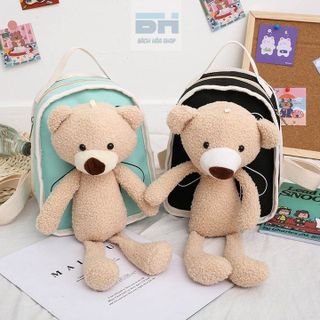 BALO VẢI CANVAS HÌNH CHÚ GẤU XINH XẮN CHO BÉ MẪU GIÁO, NHÀ TRẺ - BH KIDS