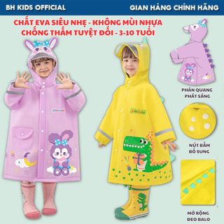 ÁO MƯA CHO BÉ TỪ 3-10 TUỔI BH KIDS, CHẤT LIỆU EVA THÂN THIỆN MÔI TRƯỜNG, CHỐNG THẤM TUYỆT ĐỐI, DÀY DẶN - CH172