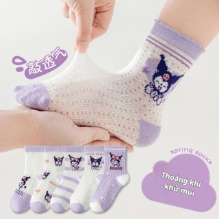COMBO 5 ĐÔI TẤT, VỚ IN HÌNH KOROMI NGỘ NGHĨNH, CHẤT LIỆU 100% COTTON, THOÁNG KHÍ, KHÁNG KHUẨN, CHO BÉ  3-10 TUỔI CH169 - BH KIDS
