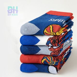 COMBO 5 ĐÔI TẤT, VỚ VÀ 1 ĐÔI GANG TAY SIÊU NHÂN NHỆN, CHẤT LIỆU 100% COTTON, THOÁNG KHÍ, KHÁNG KHUẨN, CHO BÉ  3-10 TUỔI CH65 - BH KIDS