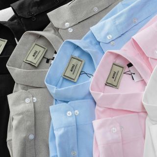 Sơ mi TD Ami Logo Basic. Chất vải Oxford chính phẩm, mềm mịn.