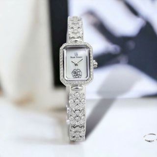 ĐỒNG HỒ NỮ CAO CẤP RODAL CROWN MẶT CHỮ NHẬT ĐÍNH ĐÁ CZ HOA