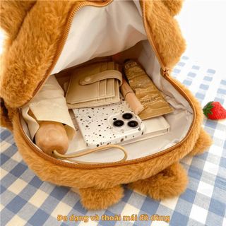 BALO VẢI LÔNG XÙ HỌA TIẾT HOẠT HÌNH CAPYBARA VUI NHỘN, ĐÁNG YÊU PHÙ HỢP VỚI NHIỀU LỨA TUỔI CH160 - BH KIDS