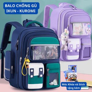 BALO CHỐNG GÙ IKUN - KUROMI CHO BÉ TRAI, BÉ GÁI TỪ LỚP 1- LỚP 6, CHẤT LIỆU POLYESTER CHỐNG THẤM NƯỚC, LỚP LÓT VẢI D600 PHẢN QUANG PHÁT SÁNG BAN ĐÊM - BH KIDS