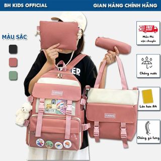 COMBO 4 MÓN (TẶNG KÈM STICK 2D VÀ MICA) BALO NỮ, PHIÊN BẢN HÀN QUỐC, VẢI CANVAS, CHỐNG NƯỚC, CHỐNG SỐC - CH122 -  BH KIDS