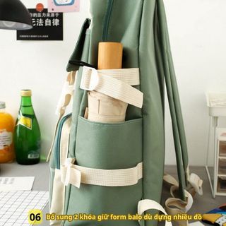 COMBO 4 MÓN (TẶNG KÈM STICK 2D VÀ MICA) BALO NỮ, PHIÊN BẢN HÀN QUỐC, VẢI CANVAS, CHỐNG NƯỚC, CHỐNG SỐC - CH122 -  BH KIDS