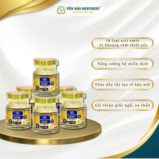 YẾN SÀO BESTNEST HỘI AN - TỔ YẾN CHƯNG SẴN NHÂN SÂM 18% - HỘP QUÀ 6 HŨ X 70ML