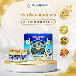 YẾN SÀO BESTNEST HỘI AN - TỔ YẾN CHƯNG SẴN KID'S 18%- HỘP QUAI XÁCH 6 HŨ X 70ML