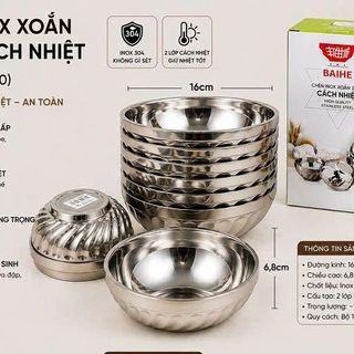 CHÉN INOX XOẮN 2 LỚP CÁCH NHIỆT 16CM (T400)