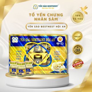 YẾN SÀO BESTNEST HỘI AN - TỔ YẾN CHƯNG SẴN NHÂN SÂM 18% - HỘP QUÀ 6 HŨ X 70ML