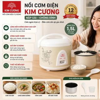 NỒI CƠM ĐIỆN KIM CƯƠNG NẮP GÀI CHỐNG DÍNH 1,5 Lít (T6)
