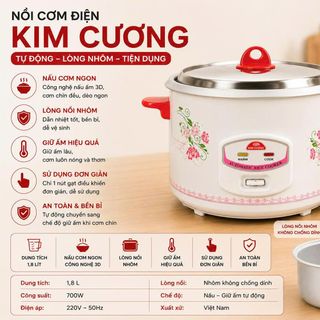NỒI CƠM ĐIỆN KIM CƯƠNG NẮP RỜI 1,8 Lít (T6)