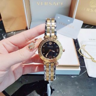 ĐỒNG HỒ NỮ CAO CẤP VERXACE DÂY THÉP MẶT ĐEN VÂN TIA