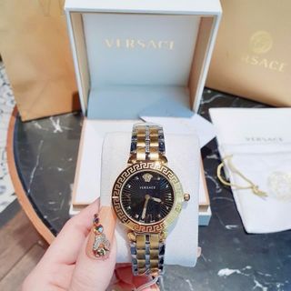 ĐỒNG HỒ NỮ CAO CẤP VERXACE DÂY THÉP MẶT ĐEN VÂN TIA
