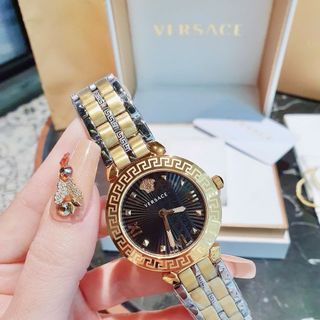 ĐỒNG HỒ NỮ CAO CẤP VERXACE DÂY THÉP MẶT ĐEN VÂN TIA