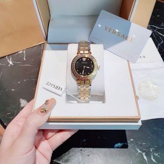 ĐỒNG HỒ NỮ CAO CẤP VERXACE DÂY THÉP MẶT ĐEN VÂN TIA