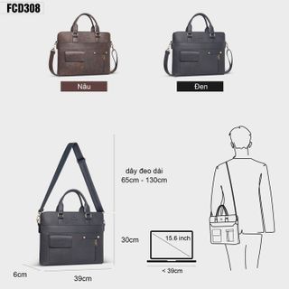 CẶP DA CÔNG SỞ UNISEX NHIỀU NGĂN ĐA NĂNG FADODA FCD308