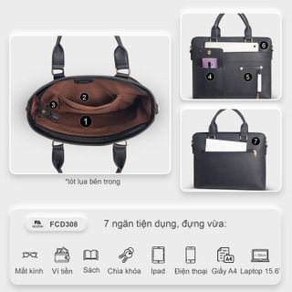 CẶP DA CÔNG SỞ UNISEX NHIỀU NGĂN ĐA NĂNG FADODA FCD308
