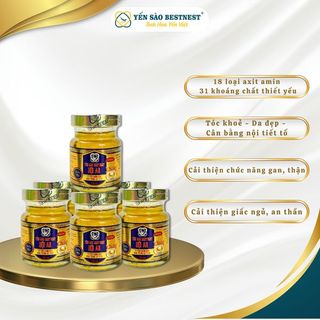YẾN SÀO BESTNEST HỘI AN - TỔ YẾN CHƯNG SẴN ĐÔNG TRÙNG 18% - HỘP QUAI XÁCH 6 HŨ X 70ML